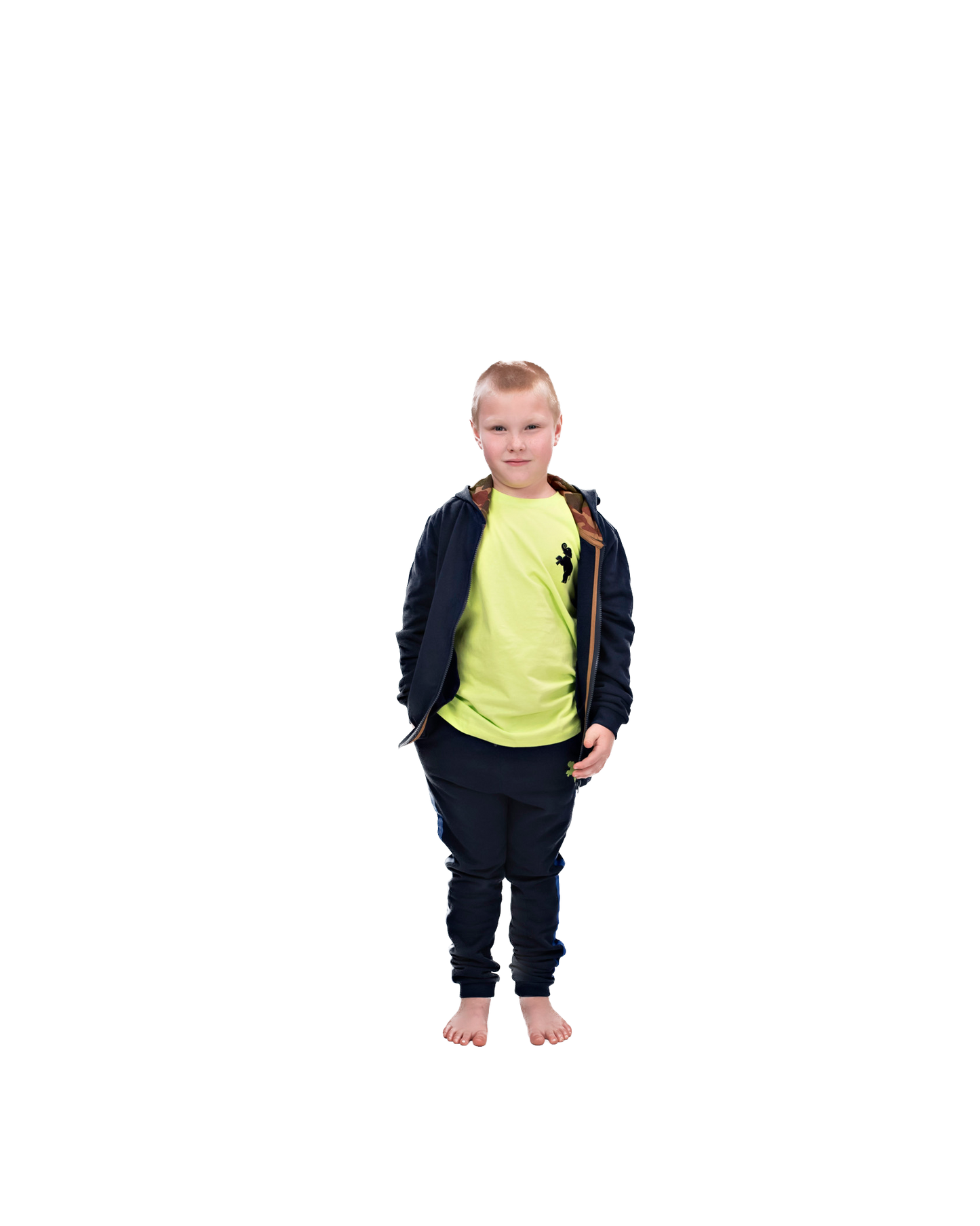 Boys Athletic Cotton Zipper Hoodie - Navy