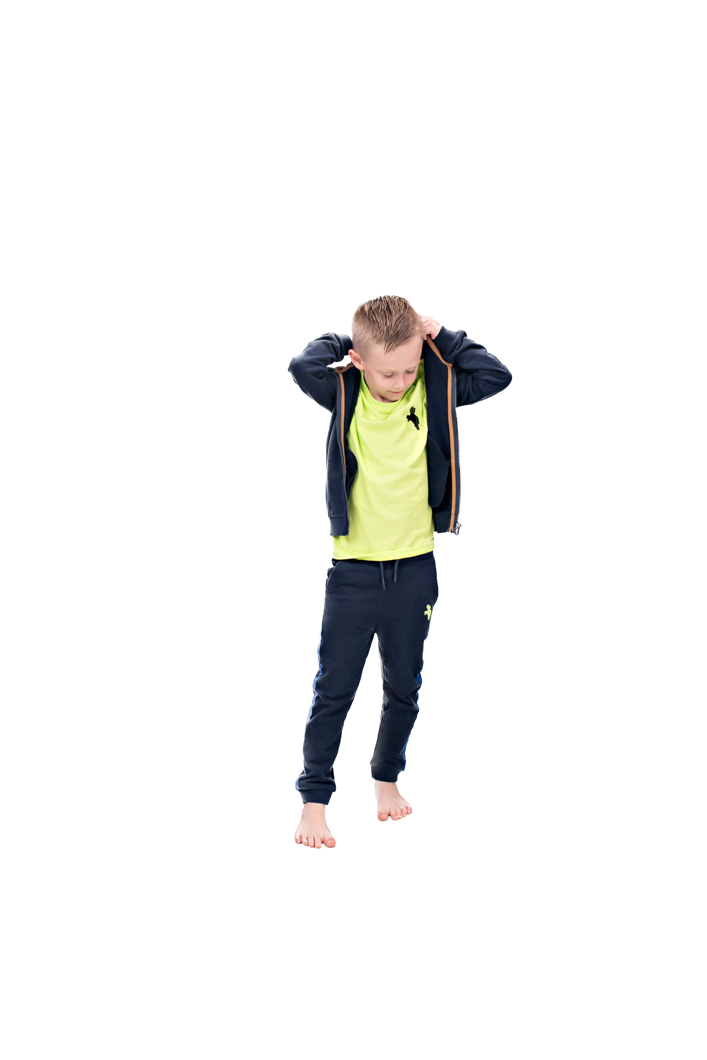 Boys Athletic Cotton Zipper Hoodie - Navy