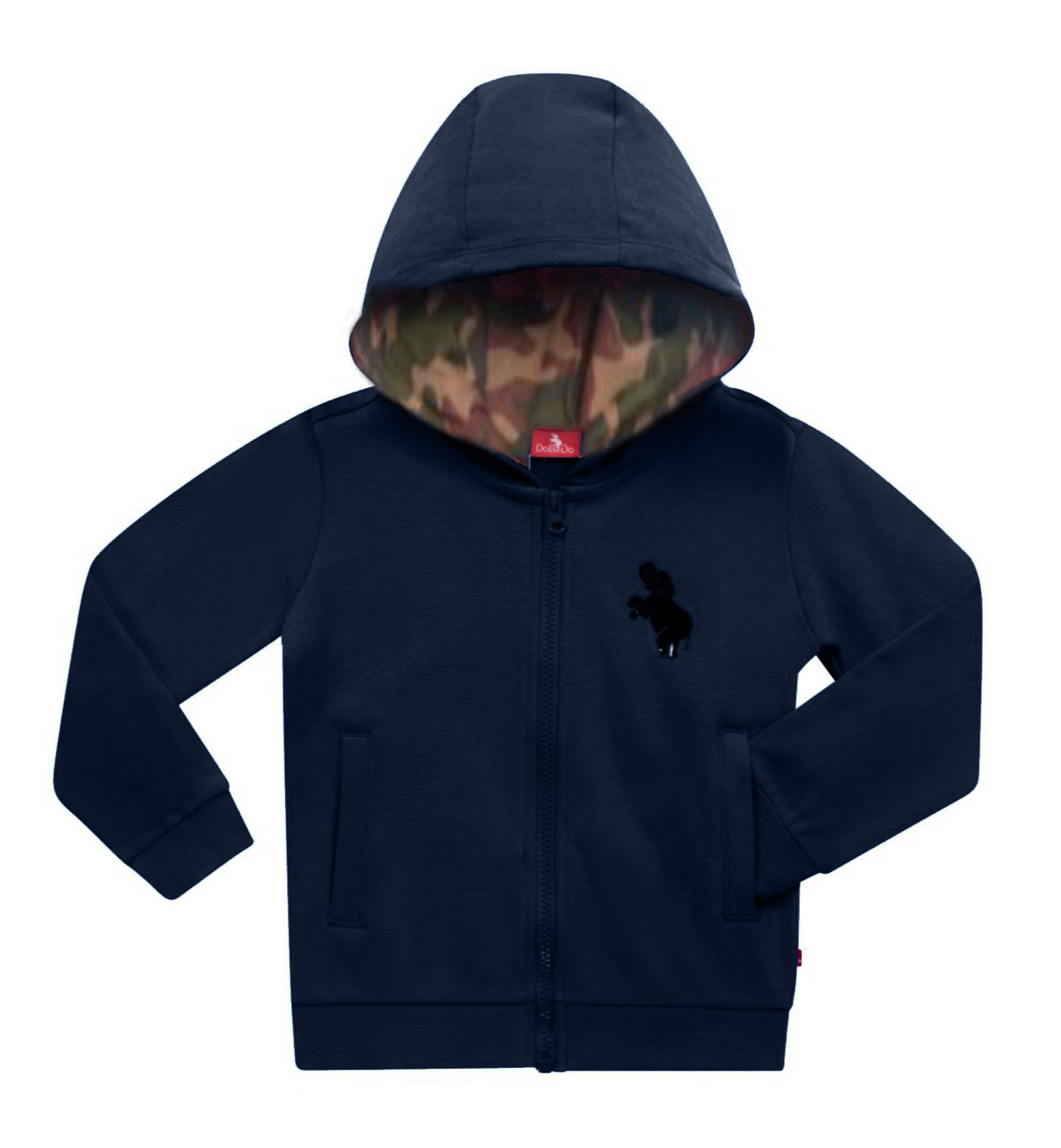 Boys Athletic Cotton Zipper Hoodie - Navy