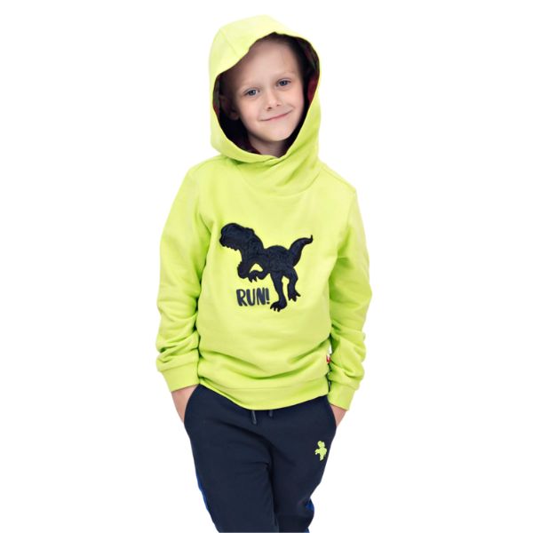 Boys Hooded Sweatshirt (Neon - Dino Run)