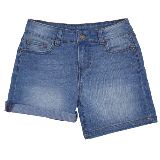 Toddler Girls Shorts Denim Turn-up Cuff- Light Wash