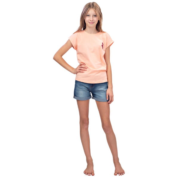 Girls Denim Turn-up Cuff Shorts - Light Wash