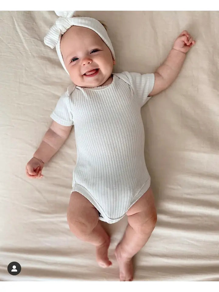 Baby Onesie Organic - Ribbed Whisper White