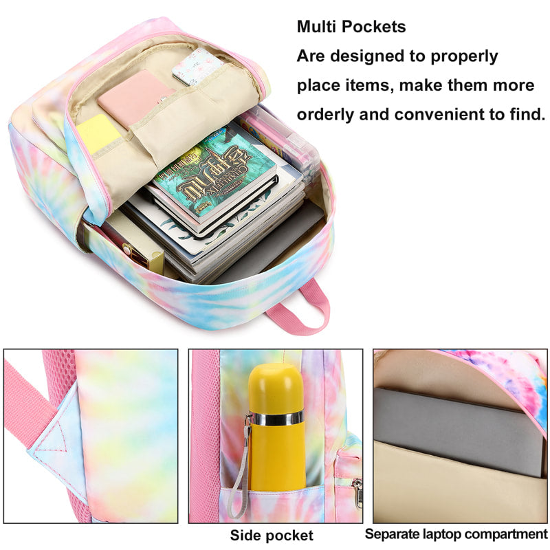 Girls Prem. Back Pck/Gym Bag Set(Pink Spiral Tie Dye)