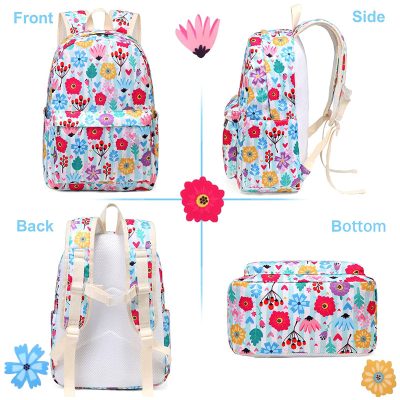 Girls Premium Backpack (White Flowers)