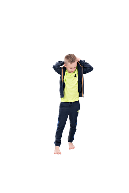 Boys Athletic Cotton Zipper Hoodie - Navy