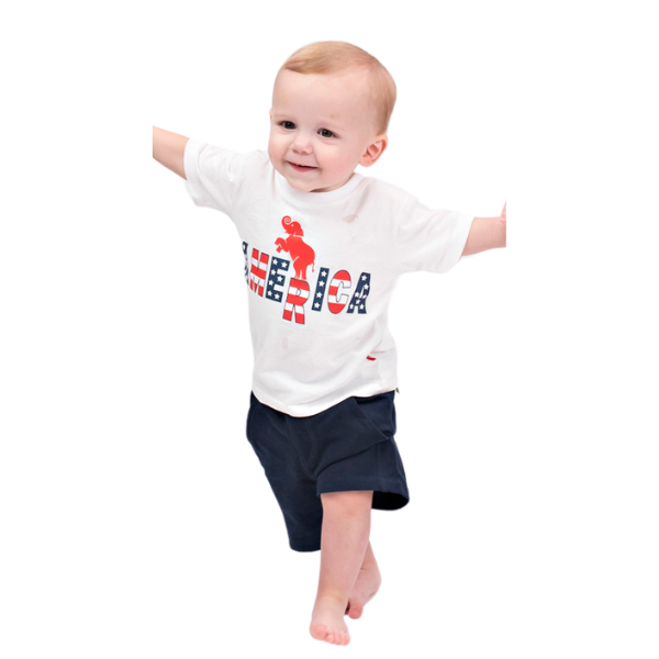 Toddler Boys Short Sleeve T-shirt - America with Elephant