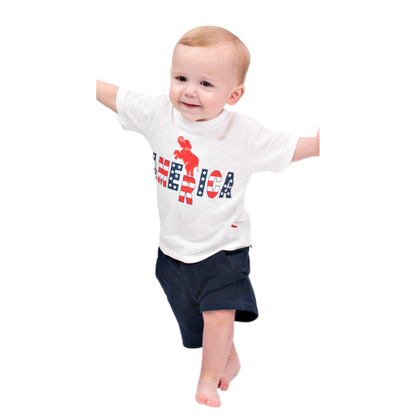 Toddler Boys Short Sleeve T-shirt - America with Elephant