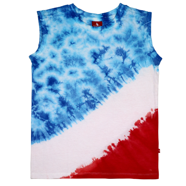 Toddle Sleeveless T-Shirt - Blue/White/Red Tie Dye