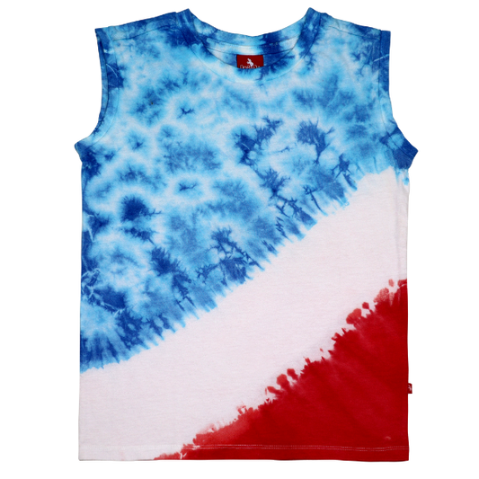 Toddle Sleeveless T-Shirt - Blue/White/Red Tie Dye