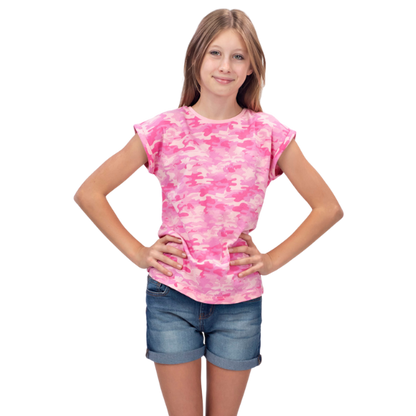 Girls Short Sleeve T-Shirt - Pink Camo