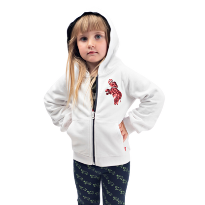 Girls Zip-up Hooded Sweatshirt (White)