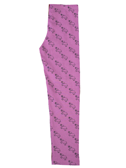 Girls Leggings Slim Fit - Light Purple with Black Elephant Print