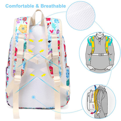 Girls Premium Backpack (White Flowers)