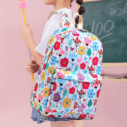 Girls Premium Backpack (White Flowers)